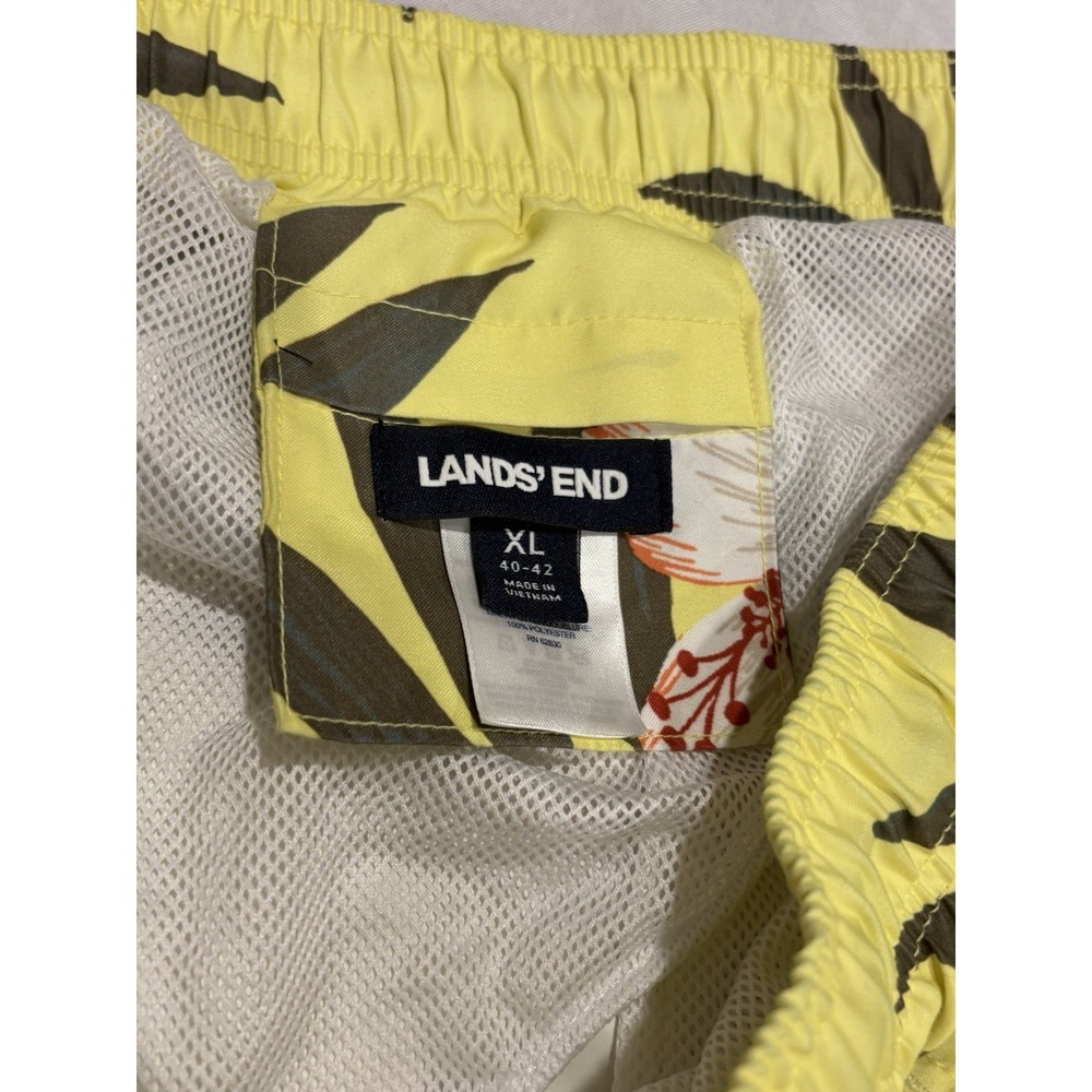 Lands End Mens Lined Board Swim Trunks Hawaiian Floral XL 40 - 42 Inseam 7.5" - Picture 6 of 7